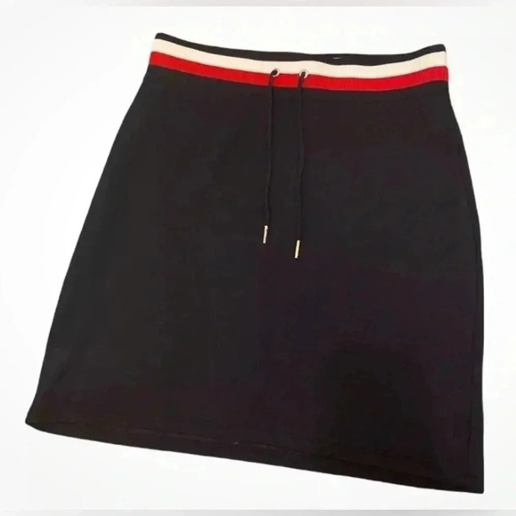 Tommy Hilfiger Womens Navy Knit Skirt Elastic Tie Waist Band Medium - Picture 2 of 12